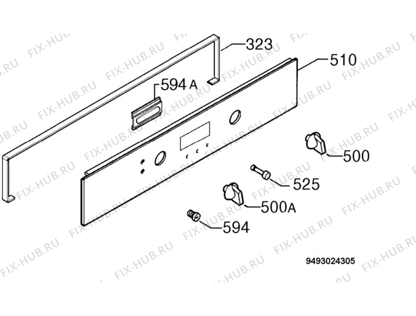 Взрыв-схема плиты (духовки) Zanussi ZBF569SX - Схема узла Command panel 037